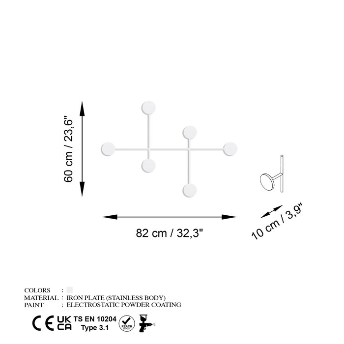 Wallity Dama-B Gancho de Pared de Metal Blanco